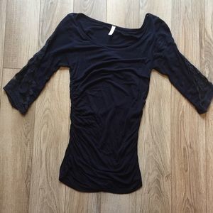 Lace Sleeve Maternity Top